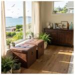 HarmonyHome Ottoman Faux Leather Storage Ottoman Bench, Rectangular Storage Ottoman for Bedroom End of Bed, Brown Leather Footrest Ottoman with Toy Blanket Storage 16" D x 12" W x 12" H (Small)