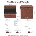 HarmonyHome Ottoman Faux Leather Storage Ottoman Bench, Rectangular Storage Ottoman for Bedroom End of Bed, Brown Leather Footrest Ottoman with Toy Blanket Storage 16" D x 12" W x 12" H (Small)