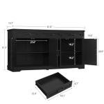 usikey Buffet Cabinet, 61” Large Sideboard Buffet Storage Cabinet with 3 Drawers, Farmhouse Coffee Bar with 4 Doors, for Kitchen, Living Room, Black