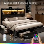 BRELTAM King Storage Bed Frame with 6 Drawers, USB Charging Station, No Noise, No Box Spring Required, Vintage Black Headboard Platform Bed