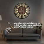 LEIKE Large Wall Clocks with Night Light Battery Operated,Silent Non Ticking,Rustic Modern Big Wood Clock for Living Room, Bedroom,Kitchen,Farmhouse,Office,Home Decor-24 Inch(Black-Arabic Number)