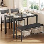 DUMOS Dining Table Set, Dining Table for 4 with Bench, Kitchen Table, Space-Saving Ideal 4-Person Set for Dining Room Kitchen Apartment Corner Black 4 Pack