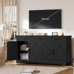 usikey Buffet Cabinet, 61” Large Sideboard Buffet Storage Cabinet with 3 Drawers, Farmhouse Coffee Bar with 4 Doors, for Kitchen, Living Room, Black