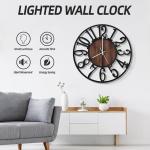 LEIKE Large Wall Clocks with Night Light Battery Operated,Silent Non Ticking,Rustic Modern Big Wood Clock for Living Room, Bedroom,Kitchen,Farmhouse,Office,Home Decor-24 Inch(Black-Arabic Number)