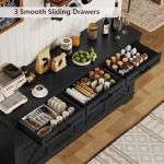 usikey Buffet Cabinet, 61” Large Sideboard Buffet Storage Cabinet with 3 Drawers, Farmhouse Coffee Bar with 4 Doors, for Kitchen, Living Room, Black