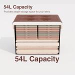 HarmonyHome Ottoman Faux Leather Storage Ottoman Bench, Rectangular Storage Ottoman for Bedroom End of Bed, Brown Leather Footrest Ottoman with Toy Blanket Storage 16" D x 12" W x 12" H (Small)