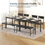 DUMOS Dining Table Set, Dining Table for 4 with Bench, Kitchen Table, Space-Saving Ideal 4-Person Set for Dining Room Kitchen Apartment Corner Black 4 Pack