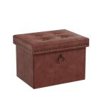 HarmonyHome Ottoman Faux Leather Storage Ottoman Bench, Rectangular Storage Ottoman for Bedroom End of Bed, Brown Leather Footrest Ottoman with Toy Blanket Storage 16" D x 12" W x 12" H (Small)