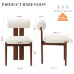 MALOL Modern Wooden Dining Chairs Set of 2, Upholstered Fabric Kitchen Chairs with Sculptural Backrest, Mid-Century Farmhouse Dining Room Chairs with Solid Wood Legs, Beige