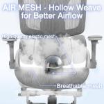 Ergonomic Mesh Office Chair with Footrest, High Back Desk Chair with 4D Armrests, 3-Zone Dynamic Lumbar Support, Ergonomic Office Chair with Wheels (Silver Gray)