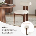 MALOL Modern Wooden Dining Chairs Set of 2, Upholstered Fabric Kitchen Chairs with Sculptural Backrest, Mid-Century Farmhouse Dining Room Chairs with Solid Wood Legs, Beige