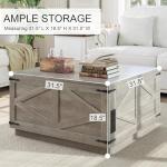 Jocoevol Farmhouse Lift Top Coffee Table, Square Wood Center Table with LED Lighting, USB-C Charging Station, and Hidden Storage Compartment - Rustic Grey Living Room Furniture