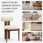 MALOL Modern Wooden Dining Chairs Set of 2, Upholstered Fabric Kitchen Chairs with Sculptural Backrest, Mid-Century Farmhouse Dining Room Chairs with Solid Wood Legs, Beige