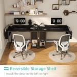 Lufeiya Computer Desk with Fabric Drawers, 40 Inch Reversible Gaming Desk for Small Space Home Office, Modern Simple Study Writing Table PC Desks for Bedroom, Black