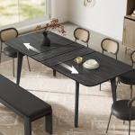 VASAGLE MAEZO Collection - Extendable Dining Table for 4/6/8, Kitchen Table with Tapered Legs, Curved Transitions, for Dining Room, Kitchen, Home Office, Charcoal Gray UKDT090B01V1