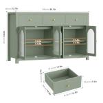 FINETONES Buffet Cabinet with Storage, 55.1" Large Sideboard Buffet, Farmhouse Kitchen Cabinet with 3 Drawers and 4 Doors, Wood Coffee Bar Table for Kitchen, Green