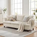 GRUSIGN 3 Seater Corduroy Couch, 89" Comfy Couch with Deep Seat, Modern Sofa Couch for Living Room, Office, Bedroom, Apartment (Pillows not Included)