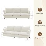 GRUSIGN 3 Seater Corduroy Couch, 89" Comfy Couch with Deep Seat, Modern Sofa Couch for Living Room, Office, Bedroom, Apartment (Pillows not Included)