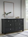 Signature Design by Ashley Lanolee Traditional Dresser with Framed Drawer Fronts and Tapered Feet, 7 Drawers, Satin Nickel Knobs, Wood, 36" High, Black