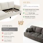 GRUSIGN 3 Seater Corduroy Couch, 89" Comfy Couch with Deep Seat, Modern Sofa Couch for Living Room, Office, Bedroom, Apartment (Pillows not Included)