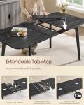 VASAGLE MAEZO Collection - Extendable Dining Table for 4/6/8, Kitchen Table with Tapered Legs, Curved Transitions, for Dining Room, Kitchen, Home Office, Charcoal Gray UKDT090B01V1