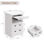LIKIMIO Nightstand Set of 2, Night Stand with Pull Out Tray, Wooden Bedside Table with 2 Drawers and Open Shelf, Side Table for Bedroom, White