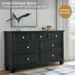 Signature Design by Ashley Lanolee Traditional Dresser with Framed Drawer Fronts and Tapered Feet, 7 Drawers, Satin Nickel Knobs, Wood, 36" High, Black