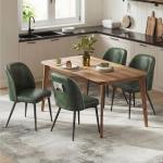 VASAGLE EKHO Collection - Dining Chairs Set of 4, Upholstered Kitchen Chairs, Comfortable Seat, Synthetic Leather with Stitching, Mid-Century Modern, Easy Assembly, with Storage Pocket, Forest Green