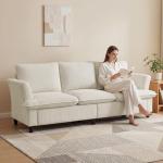 GRUSIGN 3 Seater Corduroy Couch, 89" Comfy Couch with Deep Seat, Modern Sofa Couch for Living Room, Office, Bedroom, Apartment (Pillows not Included)