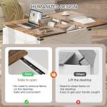 BROTTAR Lift Top Coffee Table with Storage, Square Coffee Table for Living Room with Charging Ports, Farmhouse Dining Table with Large Hidden Storage, White, 31.5"