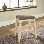 Signature Design by Ashley Bolanburg Farmhouse 24" Counter Height Upholstered Barstool, 2 Count, Whitewash
