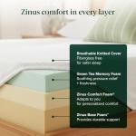 Zinus 12 Inch King Green Tea Memory Foam Mattress [New Version], Fiberglass Free, Medium Firm Feel, Zoned Pressure Relief, Certified Safe Foams & Fabric, Mattress in A Box