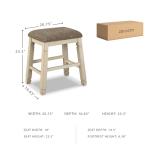 Signature Design by Ashley Bolanburg Farmhouse 24" Counter Height Upholstered Barstool, 2 Count, Whitewash