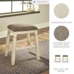 Signature Design by Ashley Bolanburg Farmhouse 24" Counter Height Upholstered Barstool, 2 Count, Whitewash