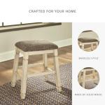 Signature Design by Ashley Bolanburg Farmhouse 24" Counter Height Upholstered Barstool, 2 Count, Whitewash