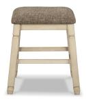 Signature Design by Ashley Bolanburg Farmhouse 24" Counter Height Upholstered Barstool, 2 Count, Whitewash