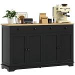 HOMCOM Sideboard Buffet Cabinet with Storage, 55" Modern Kitchen Cabinet with 4 Doors, 2 Drawers and 2 Adjustable Shelves, Coffee Bar Cabinet, Black