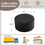 BSHOMGI Round Coffee Table Ottoman for Corduroy Cloud Sectional Couches in a Box Memory Foam Compressed Pouf Footstool Rest for Living Room, Bedroom, Makeup Room No Assembly Require(Black, 32")