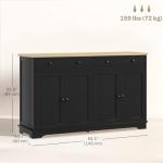 HOMCOM Sideboard Buffet Cabinet with Storage, 55" Modern Kitchen Cabinet with 4 Doors, 2 Drawers and 2 Adjustable Shelves, Coffee Bar Cabinet, Black