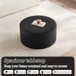 BSHOMGI Round Coffee Table Ottoman for Corduroy Cloud Sectional Couches in a Box Memory Foam Compressed Pouf Footstool Rest for Living Room, Bedroom, Makeup Room No Assembly Require(Black, 32")