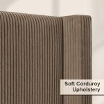 HOWE King Size Bed Frame with 61.4" Extra Tall Headboard, Corduroy Upholstered Bed with Vertical Wingback Headboard, No Box Spring Needed/Noise Free/Solid Wood Slats & Legs/Brown