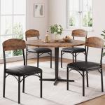 Jocoevol Dining Chairs Set of 4 - Upholstered Dining Room Chairs with PU Leather, Industrial Kitchen Chairs with Wooden Backrest and Thickened Metal Legs, for Dining Room, Living Room (Vintage)