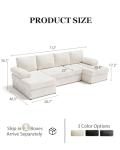 112 Inch U Shaped Sectional Couches for Living Room | Modern Cloud Couch with Double Chaise | 4 Seater Corduroy Sofa for Apartment | Warm White