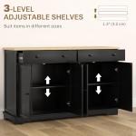 HOMCOM Sideboard Buffet Cabinet with Storage, 55" Modern Kitchen Cabinet with 4 Doors, 2 Drawers and 2 Adjustable Shelves, Coffee Bar Cabinet, Black