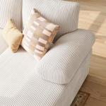 112 Inch U Shaped Sectional Couches for Living Room | Modern Cloud Couch with Double Chaise | 4 Seater Corduroy Sofa for Apartment | Warm White