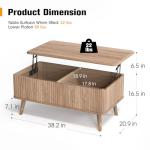 Vanvuson Lift Top Coffee Table with Storage, Mid Century Modern Coffee Table with Solid Wood Legs, 38" Minimalist Fluted Center Table for Living Room, Home Office, Natural Oak