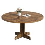 IDEALHOUSE Round Dining Table for 4, 47 Inches Circle Dining Room Table with Wooden Base for Kitchen, Living Room (Table Only), Brown