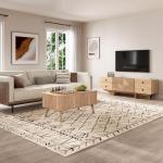 Vanvuson Lift Top Coffee Table with Storage, Mid Century Modern Coffee Table with Solid Wood Legs, 38" Minimalist Fluted Center Table for Living Room, Home Office, Natural Oak