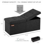 HAUSFRAU 31.5 Inches Ottoman with Storage Bench, Folding Ottoman Bench Small Foot Rest Stool, Bedroom Bench with Flipping Lid, Linen Dark Gray