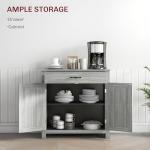 HOMCOM Farmhouse Sideboard Buffet Cabinet, Barn Door Coffee Bar Cabinet with Drawer and Adjustable Shelf for Kitchen, Living Room, Entryway, Stone Gray